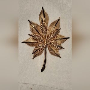 Vintage Double Leaf Brooch